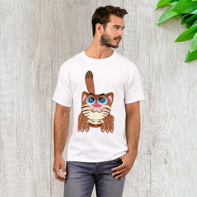 Spelande katt med Big Blue Ögon Roligt Whimsical K T Shirt (Skapare uppladdad)
