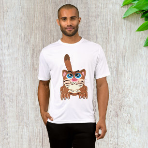 Spelande katt med Big Blue Ögon Roligt Whimsical K T Shirt