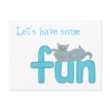 Spelande katt på roligten ord, vykort