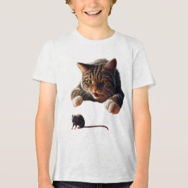 Spelande katt pounting på mus - Funny Tecknad Desi T Shirt