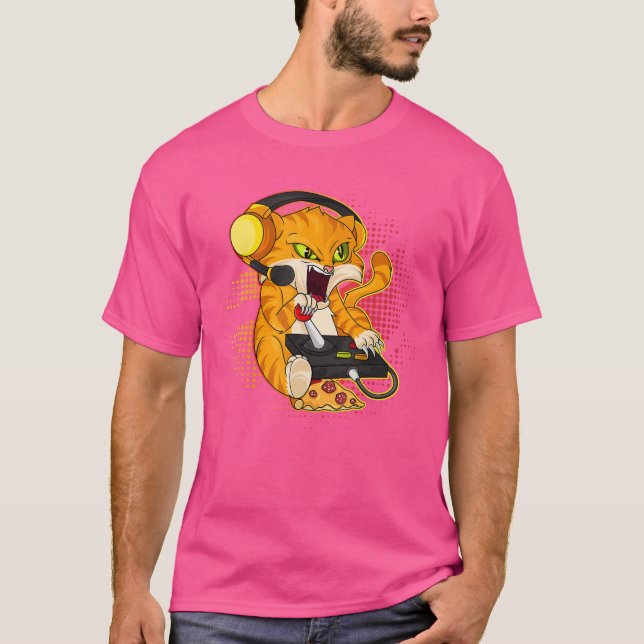 Spelande katt Spelare Kattälskare Datorpresent ret T Shirt (Framsida)