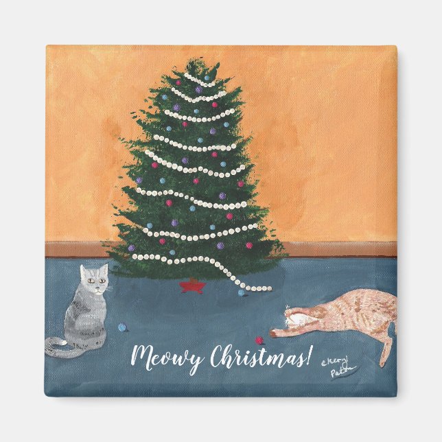 Spelande katter efter Julgran Magnets Magnet (Framsidan)