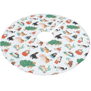 Spelande katter och Julgranar Mönster Julgransmatta Borstad Polyester