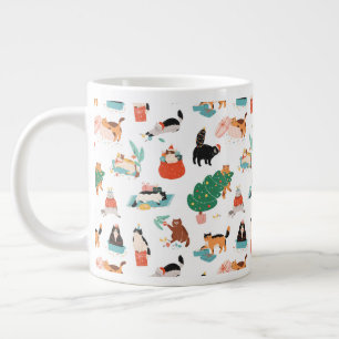 Spelande katter och Julgranar Mönster Jumbo Mugg