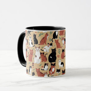 Spelande katter på en Tan-bakgrund Mugg