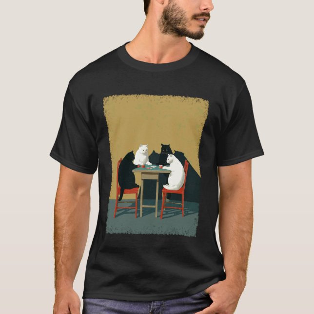 Spelande katter som spelar poker t shirt (Framsida)