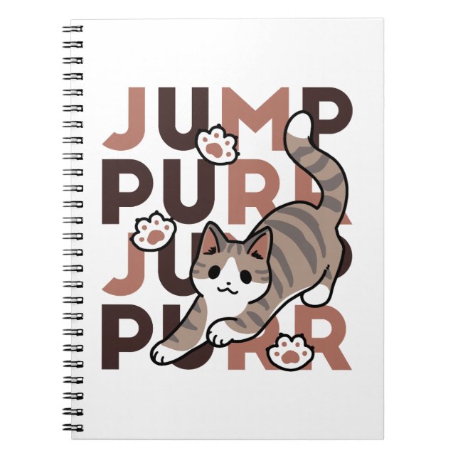 Spelande kattjumpönsdesign - pumpform - Pun Purr P Anteckningsbok (Framsidan)