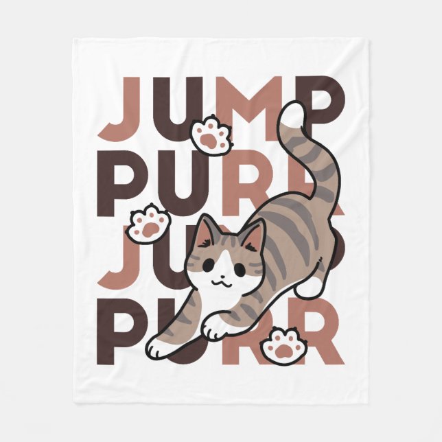 Spelande kattjumpönsdesign - pumpform - Pun Purr P Fleecefilt (Framsidan)