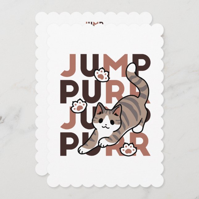 Spelande kattjumpönsdesign - pumpform - Pun Purr P Julkort (Fram/baksida)