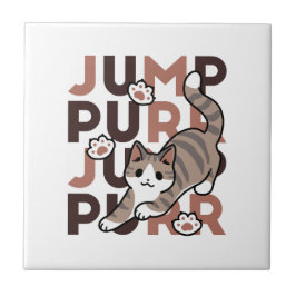 Spelande kattjumpönsdesign - pumpform - Pun Purr P Kakelplatta