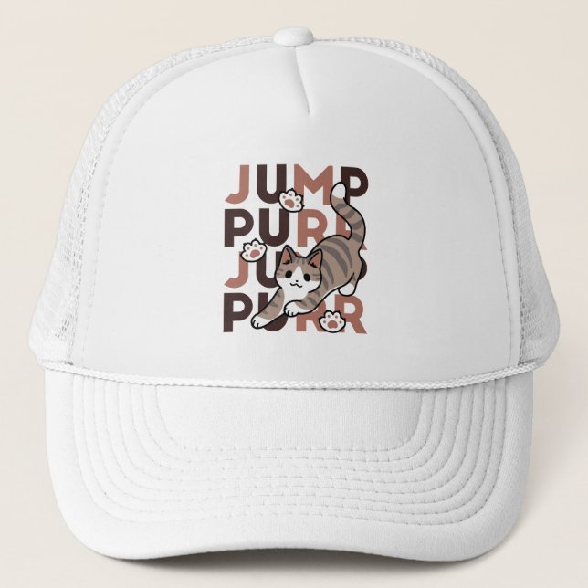 Spelande kattjumpönsdesign - pumpform - Pun Purr P Keps (Framsida)