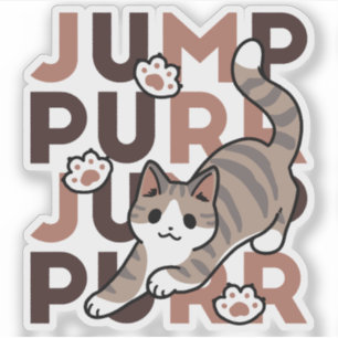 Spelande kattjumpönsdesign - pumpform - Pun Purr P Klistermärken