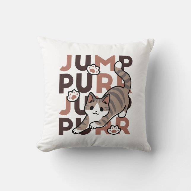 Spelande kattjumpönsdesign - pumpform - Pun Purr P Kudde (Framsida)