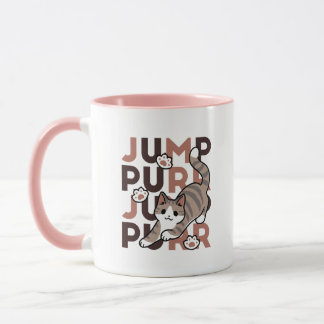Spelande kattjumpönsdesign - pumpform - Pun Purr P Mugg