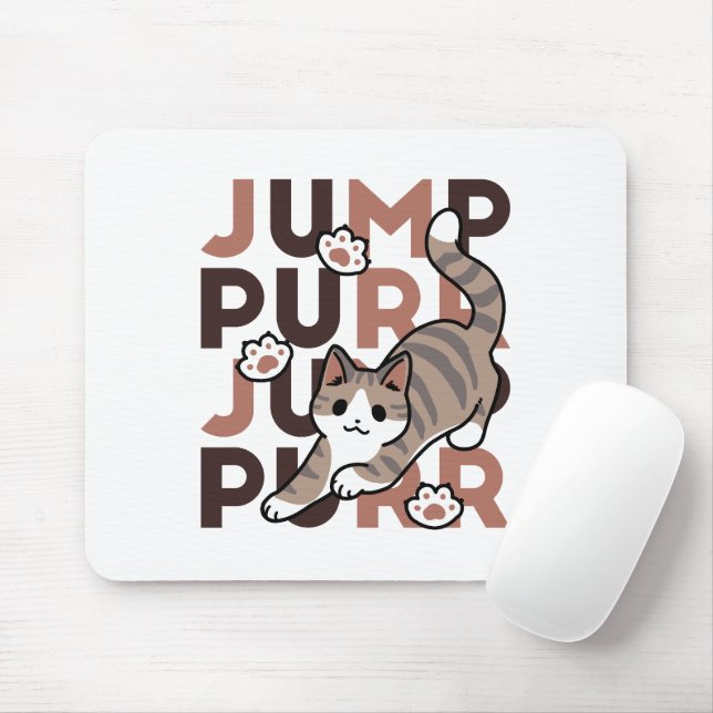 Spelande kattjumpönsdesign - pumpform - Pun Purr P Musmatta (Med mus)