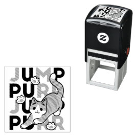 Spelande kattjumpönsdesign - pumpform - Pun Purr P Självfärgande Stämpel