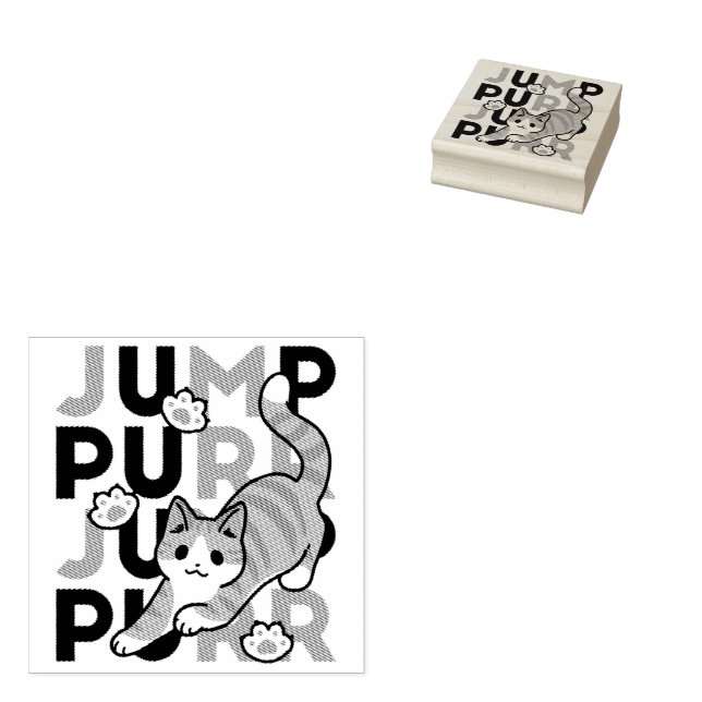 Spelande kattjumpönsdesign - pumpform - Pun Purr P Stämpel (Stämplad)
