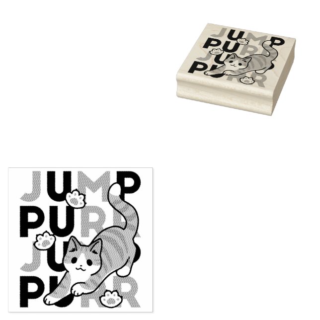 Spelande kattjumpönsdesign - pumpform - Pun Purr P Stämpel (Stämplad)