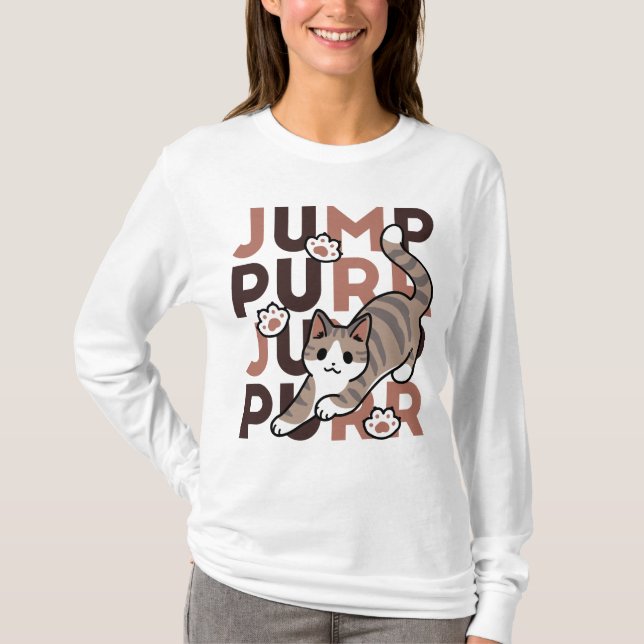 Spelande kattjumpönsdesign - pumpform - Pun Purr P T Shirt (Framsida)