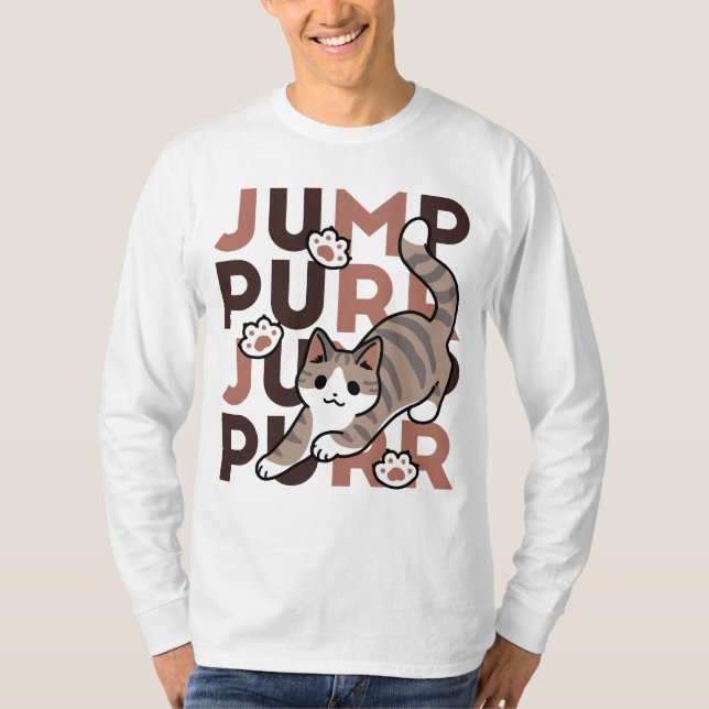 Spelande kattjumpönsdesign - pumpform - Pun Purr P T Shirt (Framsida)