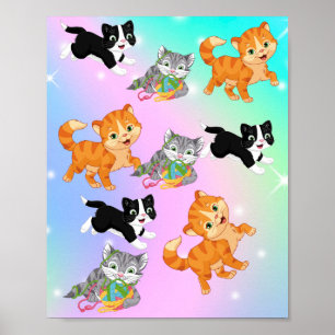 Spelande kattungar poster