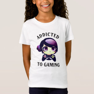 Spelande Kawaii Anime Tjej Gamer T Shirt