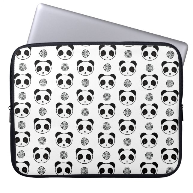 Spelande Kawaii Panda Mandala Mönster Laptop Fodral (Framsidan)