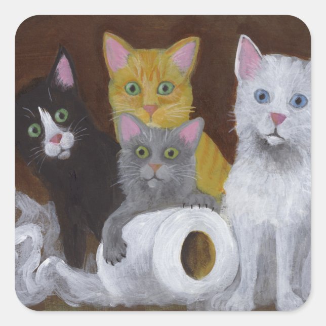 Spelande kittens fyrkantigt klistermärke (Framsida)