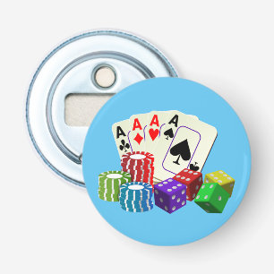 Spelande konst i kasino Dice Poker chip Flasköppnare