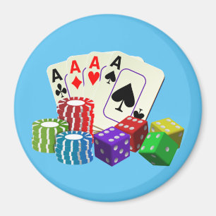 Spelande konst i kasino Dice Poker chip  Magnet
