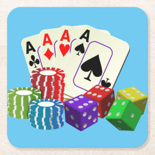 Spelande konst i kasino Dice Poker chip Underlägg Papper Kvadrat
