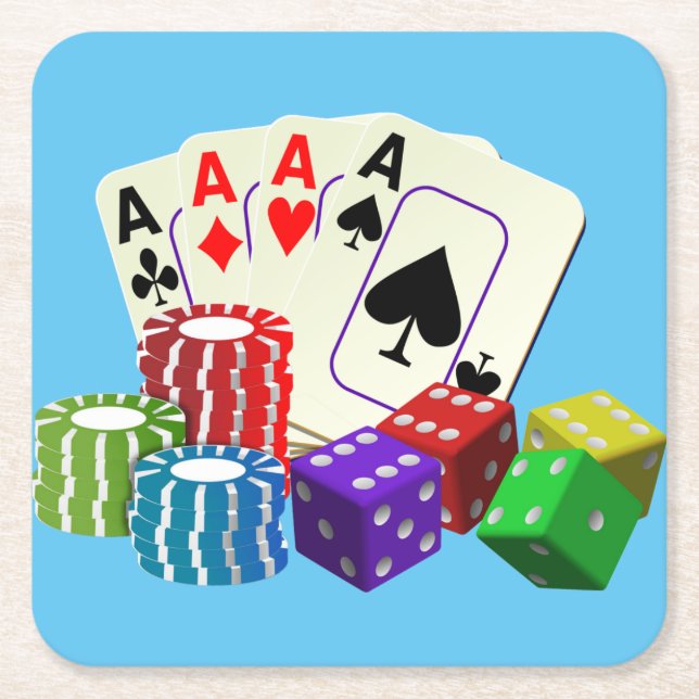 Spelande konst i kasino Dice Poker chip Underlägg Papper Kvadrat (Framsidan)