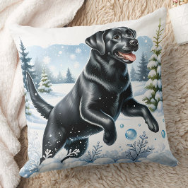 Spelande Labrador Retriever-julen Snö Hund Kudde