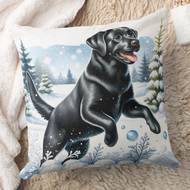 Spelande Labrador Retriever-julen Snö Hund Kudde (Skapare uppladdad)