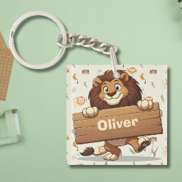Spelande Lejon med trä Namn Plattor