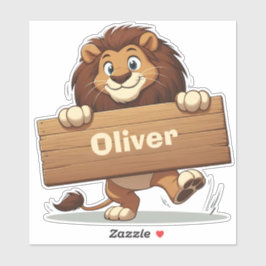 Spelande Lejon med trä Namn Plattor Klistermärken
