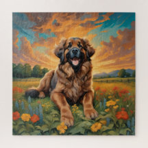 Spelande Leonberger Hund Puzzle for Djur älskare