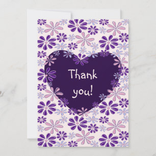 Spelande Lila Rosa Flower Heart Tack Kort