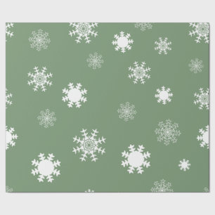 Spelande Ljust grönt monokroma Snö-flingor Presentpapper