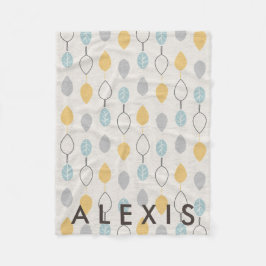 Spelande Löv Mönster w/Namn Fleecefilt