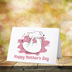 Spelande Mamman Bear Mor's Day Helgkort