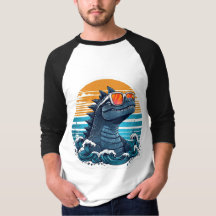 Spelande Mörk Grått Reptilian Monster med Sunglass