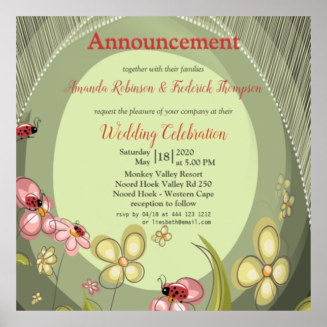 Spelande natur ser ut med blommor och ladybird poster (Framsidan)