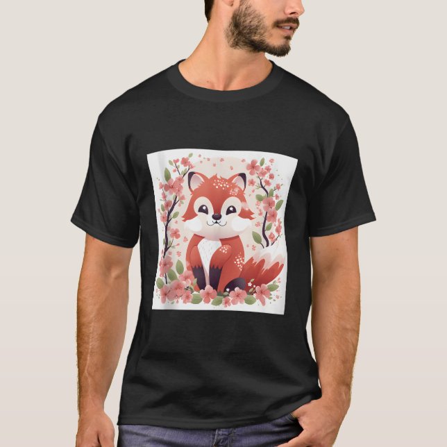 Spelande och Elegant vår röda panda och Cherry Blo T Shirt (Framsida)