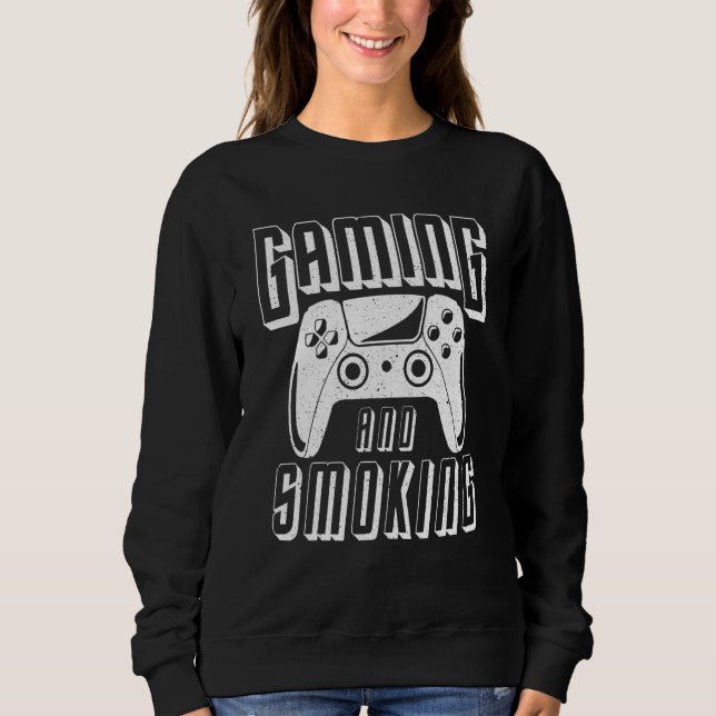 Spelande Och Rökning Spelkontroll T Shirt (Framsida)