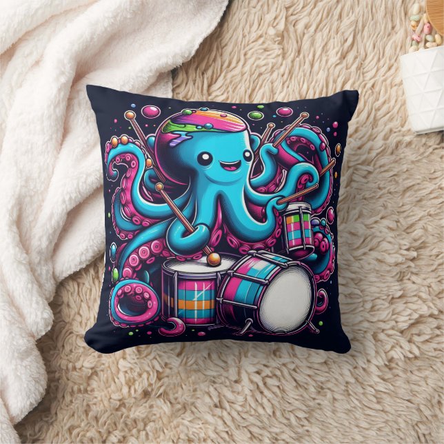 Spelande Octopus Drumming Underwater Party Kudde (Filt)