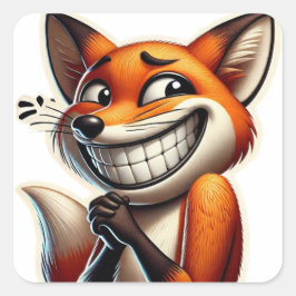 Spelande Orange Fox Giggle Fyrkantigt Klistermärke