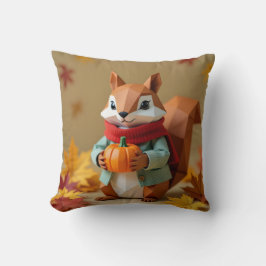 Spelande Origami-ekorrel med Pumpkin | Fallpil Kudde