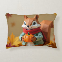 Spelande Origami-ekorrel med Pumpkin | Fallpil Prydnadskudde