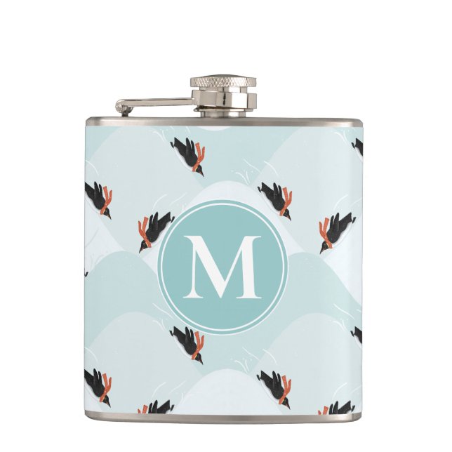 Spelande Penguins Sliding på Snö Mönster Fickplunta (Framsidan)